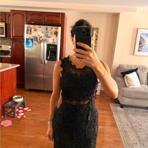 L'ATISTE Black Lace Midi Dress and sheer back